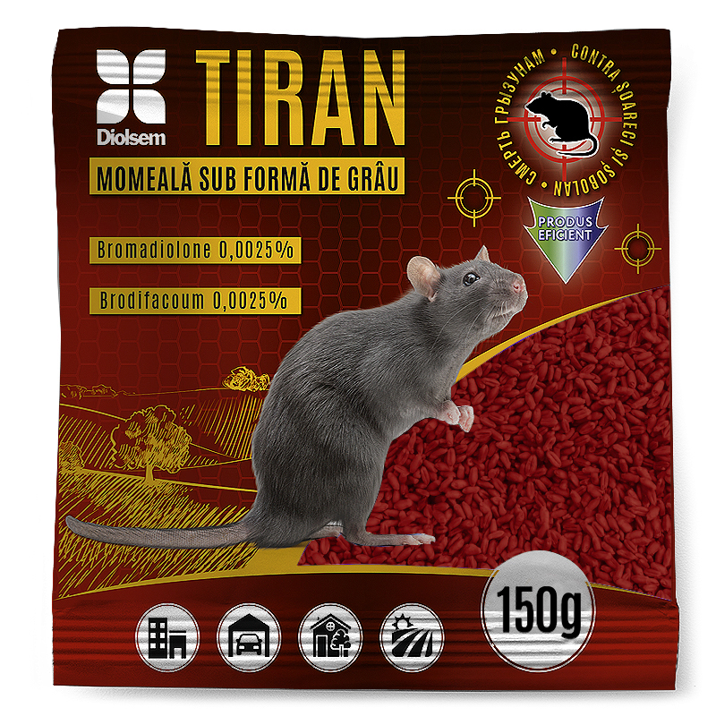 Приманка Tiran против мышей и крыс (пшеница красная)